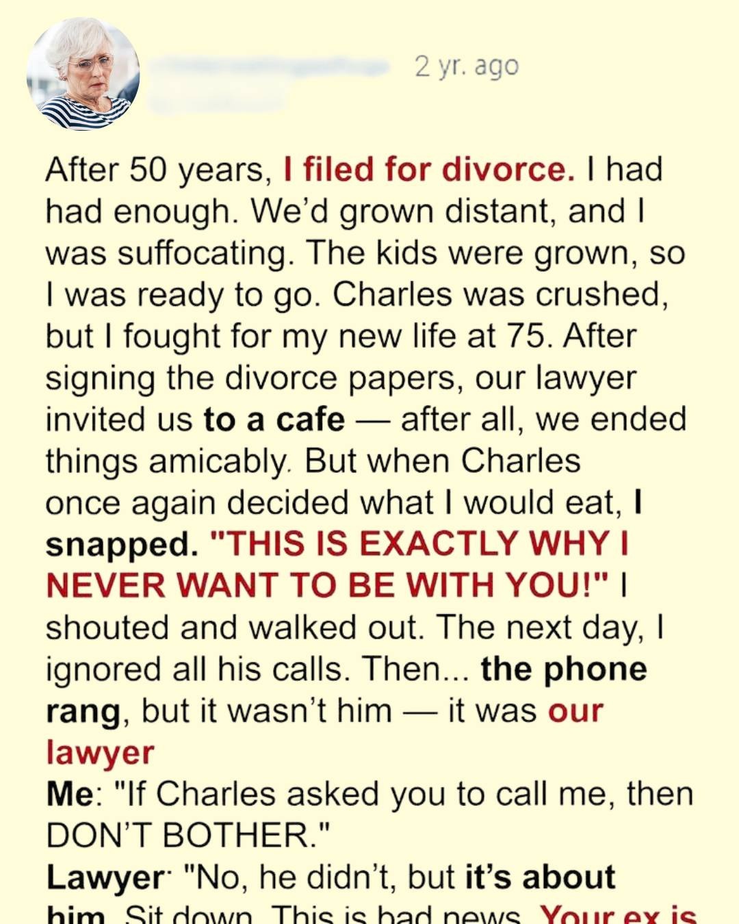 SOTD – After 50 Years of Marriage, I Asked for a Divorce, Then His Letter Broke My Heart